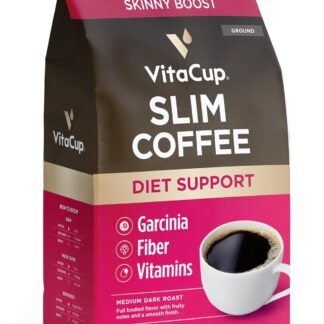 VitaCup Slim Ground Coffee, Diet Support with Ginseng, Garcinia, B Vitamins, Medium Dark Roast, Bold and Smooth,100% Arabica Specialty Coffee Grounds, 11oz
