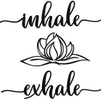 Vivegate Home Inhale Exhale Wall Art Lotus Flower Metal Zen Wall Decor - 18"X18" Black Modern Clearance Inhale Exhale Lotus Flower Metal Wall Signs For Hanging Room Shelf Décor