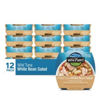 Wild Planet Ready-To-Eat Wild Tuna White Bean Salad With Organic Chickpeas, Carrots, Red Peppers & Green Olives 5.6oz (Pack Of 12)