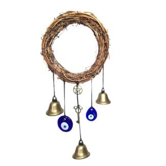 Witch Bells for Door Knob Protection,Witchy Wicca Decor Clear Negative Energies with Blue Evil Eyes for Home Garden Courtyard Decor Protection