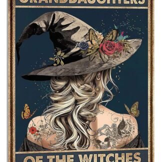 Witch Halloween Decor Goth Tin Signs for Hippie Room Kitchen Wall Art Decor Aesthetic Vintage Bathroom Decorations Witchy Metal Poster 8X12 Inches