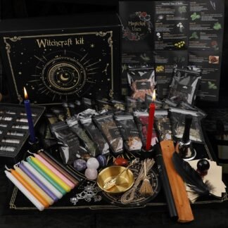 Witchcraft Supplies Kit 132 PCS, Wiccan Supplies and Tools, Including Witchcraft Herbs, Spell Candles, Crystals for Witchcraft, Witch Starter Kit for Spiritual Healing Altar...