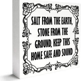 Witches Decor Wooden Box Sign, Witchy Witchcraft Decoration for Home Bedroom Bathroom Mystical Wiccan Table Decor, Safe And Sound, Witchy Gifts for Women Men Friends Girls