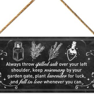 Witches Kitchen Wood Sign Decor, Witchy Gothic Decor for Home Kitchen Dining Room Hanging Sign Magic Witchcraft Decoration, Best Witches Gifts, Always Throw Spilled Salt