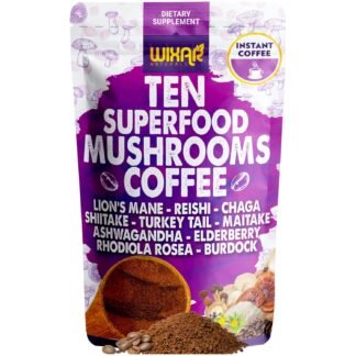 WIXAR Superfood Mushroom Coffee - Instant Coffee Powder, Ten Superfood Extracts with Lion's Mane, Turkey Tail, Reishi, Chaga, Shiitake, Ashwagandha, Rhodiola Rosea, Elderberry,...