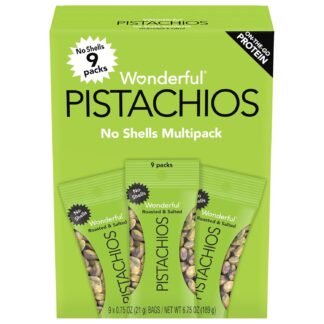Wonderful Pistachios No Shells, Roasted & Salted Nuts, 0.75 Ounce Bag (Pack of 9), Protein Snacks, Gluten Free, On-the-Go, Individually Wrapped Snacks