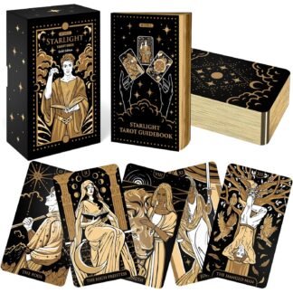Wyspell Tarot Cards: Starlight Tarot Deck with Guide Book - Unique Tarot Card Deck for Beginners - Modern Fortune Telling Cards (Gold)