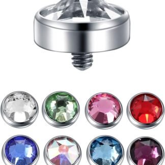 Xpircn 14G Titanium Micro Dermal Anchor Top Crystal Top Dermal Piercings Surface Skin Piercing Body Jewelry