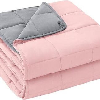 yescool 20lbs Pink Grey Weighted Blanket for Adults 60"x80", Cooling, Heavy, Breathable with Glass Beads, Queen Size, Machine Washable