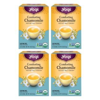Yogi Tea Comforting Chamomile Tea - 16 Tea Bags per Pack (4 Packs) - Organic Chamomile Tea Bags - Supports a Good Night's Sleep & Occasional Stomach Discomfort - Made from...