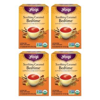 Yogi Tea Soothing Caramel Bedtime Tea - 16 Tea Bags per Pack (4 Packs) - Calming Sleep Tea - Supports Good Sleep - Includes Chamomile Flower, Rooibos Leaf, Roasted Chicory Root...