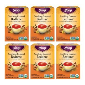 Yogi Tea Soothing Caramel Bedtime Tea - 16 Tea Bags per Pack (6 Packs) - Calming Sleep Tea - Supports Good Sleep - Includes Chamomile Flower, Rooibos Leaf, Roasted Chicory Root...