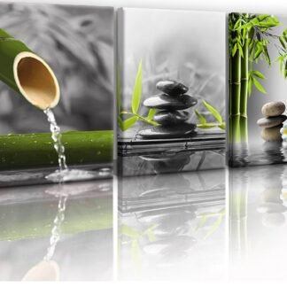 Yxbhhym- Bathroom wall art Black and White Zen Wall Art Gray Green Room Decor Zen Poster Canvas Pictures Zen Artwork for Spa Living Room Wall Art Kitchen Bedroom Decor Home...