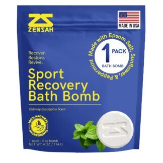 Zensah Sport Recovery Bath Bombs - Magnesium Epsom Salt for Soaking Sore Muscles, Birthday Gifts, Made in USA with Essential Oils, Peppermint and Eucalyptus Relaxation for...