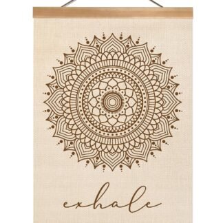 ZTGDA Boho Mandala Wall Art Exhale Inspirational Poster Minimalist Linen Canvas Hanging Print for Yoga Room, Meditation Space, or Bedroom Decor Calming Zen Home Wall Decor(Yoga)