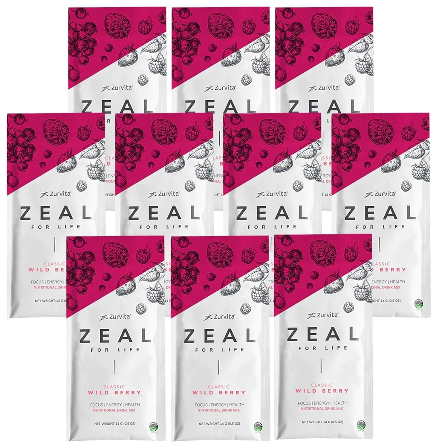 Zurvita - Zeal for Life Wellness Drink Mix - Wild Berry (Classic) Flavor - Gluten-Free, Vegan, with Vitamins and Minerals - 10 Single Packets - lunas-mystic-emporium.com Zurvita - Zeal for Life Wellness Drink Mix - Wild Berry (Classic) Flavor - Gluten-Free, Vegan, with Vitamins and Minerals - 10 Single Packets