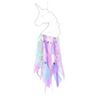 1Pc Unicorn Dreamcatcher Pendant Light Enchanting Wall Hanging Ornament for Bedroom Decor Indoor Use with DIY Lights Mystical Nighttime Glow