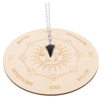 1set Wiccan Altar Board Pendulum Necklace Divination Board for Metaphysical Practices Smooth Yes No Design for Spiritual Games and Witchcraft Activities
