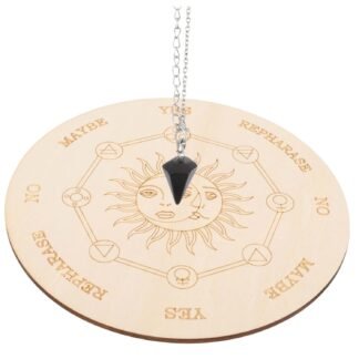 1set Witch Altar Board Pendulum Necklace Metaphysical Message Board for Divination Wiccan Rituals Witchcraft Supplies Kit