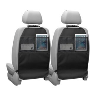 2 PCS Back Seat Cover for Kids, Car Kick Mat Seat Protector with 2 Storage Pockets, Premium Water Resistant Backseat Kick Mats Protect Vehicle from Dirt, Mud, Scratches