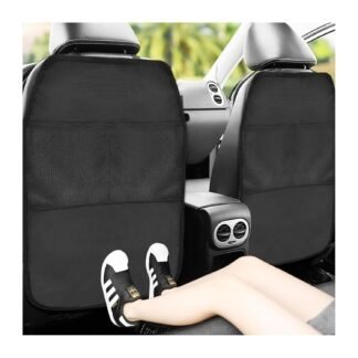2 PCS Kick Mat Back Seat Protector, Waterproof Car Backseat Protective Kick Mat with 2 Mesh Pockets, Large Vehicle Seat Back Kick Mat Organizer for Kids, Car Accessories