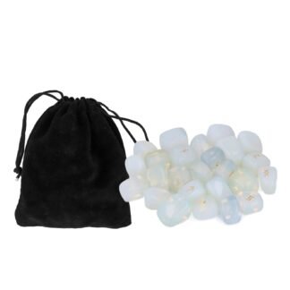 25Pcs Rune Stone, Runes Stones Crystal Alphabet, Gems Rune Stones Set with Storage Bag for Meditation Divination Chakra Healing (Opal)