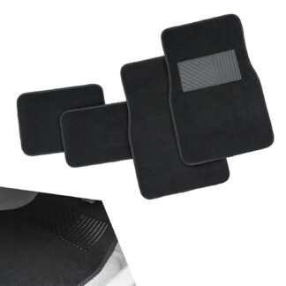 4 PCS Car Mat Kit, 65 cm x 43.5 cm + 30 cm x 43.5 cm Flame Retardant PVC Non-Slip Curve Protection Mat, Vehicle Modification Replacement Accessories, for Most SUVs, Cars (Black)