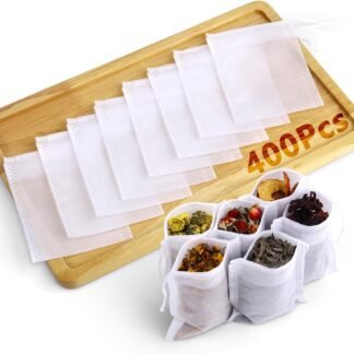 400Pcs Disposable Tea Bags for Loose Leaf Tea, Empty Tea Filter Bags for Cooking, Infuser Sachets for Spice, Coffee, Herb and More (3.54x2.75 Inch)