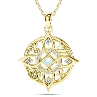 925 Sterling Silver Witch Knot Necklace with Moonstone – Wiccan Pagan Jewelry with Pentacle & Ankh Symbols – Spiritual Protection Amulet Pendant – Celtic Moonstone Necklace Gift...