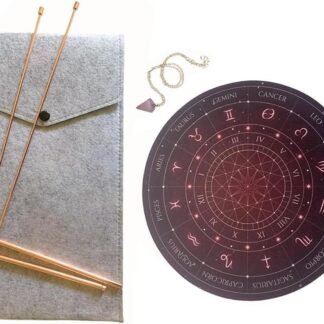 99.9% Copper Dowsing Rods, Divining Pendulum Board Mat Kit For Divining Water, Yes/No Answers, Include 2 Pieces Dowsing Rods, Dowser Pendulum, Fortune Teller Mat