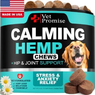 Advanced Calming Chews for Dogs - Hemp Dog Calming Chews - Anxiety Relief with Melatonin - Stress & Separation Anxiety - Sleep Aid + Hip and Joint Supplement Support - Made in...