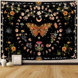 Aipon Orange Butterfly Moon Flower Tapestry Botanical Floral Plant Boho Tapestry for Bedroom Aesthetic Vintage Tapestries Wall Hanging for Living Room Dorm 3600 x 4800 - lunas-mystic-emporium.com Aipon Orange Butterfly Moon Flower Tapestry Botanical Floral Plant Boho Tapestry for Bedroom Aesthetic Vintage Tapestries Wall Hanging for Living Room Dorm (36.00" x 48.00",...