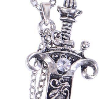 Alilang Antique Fantasy Medieval Renaissance Removable Scabbard Rune Sword Dagger Pendant Necklace