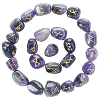 Amethyst Natural Gemstone Crystal 25 pcs Engraved Rune Stones for Chakra Balancing Reiki Healing Feng Shui Home Office Decor Size: 15-20 mm