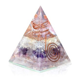 Amethyst, Rose Quartz, Clear Quartz Triple Layer Manifestation Orgonite Pyramid for Love, Success, Inner Peace, | Handmade crystal pyramid with Copper Coil and Crystal Quartz...