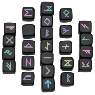 Amogeeli 25pcs Black Obsidian Rune Stones Set, Elder Futhark Alphabet Engraved Crystal Runes for Beginner Divination Meditation Reiki