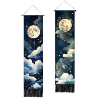 AOHMPT Pack of 2 Long Vertical TapestryNature Landscape Tapestry with Serene Mountain River Moon Sun MotifsTraditional Ink Painting Wall Art Zen Aesthetic Wall Hanging - lunas-mystic-emporium.com AOHMPT Pack of 2 Long Vertical Tapestry,Nature Landscape Tapestry with Serene Mountain River, Moon & Sun Motifs,Traditional Ink Painting Wall Art , Zen Aesthetic Wall Hanging...