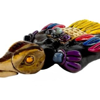 Aztec Whistle – Silbato Azteca Águila de Barro Hecho en México – Silbato de la Muerte – Clay Bird Whistle with Singing Eagle Sound, 120+ dB (Golden Eagle)