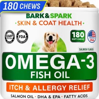 BARK&SPARK Omega 3 for Dogs - 180 Fish Oil Treats for Dog Shedding, Skin Allergy, Itch Relief, Hot Spots Treatment - Joint Health - Skin and Coat Supplement - EPA & DHA Fatty...