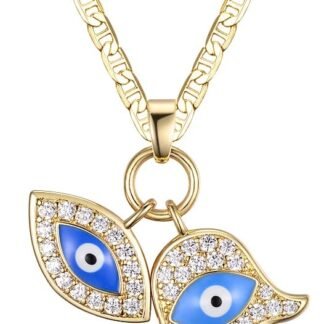 Barzel 18K Gold Plated Crystal Evil Eye Hamsa Pendant Necklace for Women