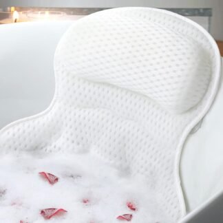 Bath Pillow Bathtub Pillow, Luxury Bath Pillows for Tub Neck and Back Support, Bath Tub Pillow Headrest with Soft 4D Mesh Fabric and Non-Slip Suction Cups, Relaxing Bath...