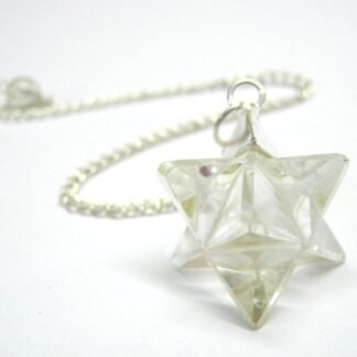 Beautiful Clear Quartz Merkaba Star Pendulum Healing Crystals, Divination Gemstone Pendulum Crystal Reiki Feng Shui, Meditation, Gift for Men Women