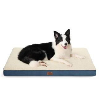 Bedsure XL Dog Bed for Crate - Large Orthopedic Waterproof Pet Beds with Removable Washable Cover, Egg Crate Foam Crate Mat, Suitable for Pet Up to 90 lbs