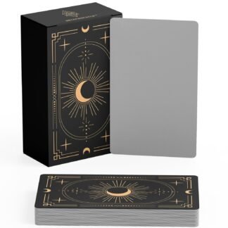 Blank Oracle Tarot Cards to Write On - Create Your Own Oracle Card Deck - (80 Cards per Box / 2.75" x 4.75") - Blank White with Design on Back (Black with Metallic Gold Foil...