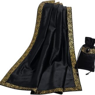 BLESSUME Altar Tarot Table Cloth and Pouch 24.4 * 24.4"(Black 2)