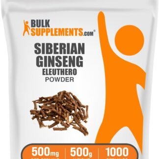 BulkSupplements.com Eleuthero Powder - Siberian Ginseng Powder, Eleutherococcus senticosus, Ginseng Herbal Supplement - Gluten Free, 500mg per Serving, 500g (1.1 lbs) (Pack of 1)
