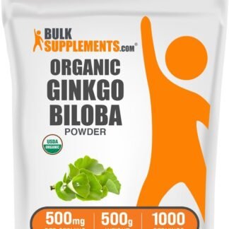 BulkSupplements.com Organic Ginkgo Biloba Powder - from Ginkgo Biloba Leaf, Herbal Supplement - Vegan & Gluten Free, 500mg per Serving, 500g (1.1 lbs) (Pack of 1)