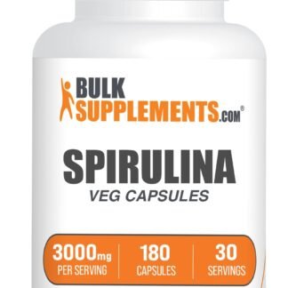 BulkSupplements.com Spirulina Capsules - Green Superfood Supplement, Spirulina Supplement - Vegan, 6 Capsules per Serving, 180 Count (Pack of 1)