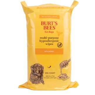 Burt's Bees for Pets Multipurpose Dog Wipes with with Honey, 98% Natural Origin Formulas, Hypoallergenic Dog Wipes Cleaning, Dog Cleaning Wipes, Dog Wipes for Paws and Butt, 100ct