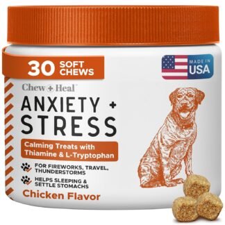 Calming Chews for Dogs - 30 Anxiety Relief Treats for Fireworks, Thunder, and Storms - Natural Dog Calming Treats for Large and Small Breeds with Thiamine, L-Tryptophan, Ginger,...